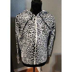 Soma intimates Black & White Animal Print Zip-Up Hoodie Rhinestone Pull Medium